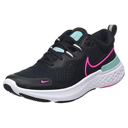 Nike react miler 2, sneaker donna, black/pink prime-washed teal-white, 38 eu