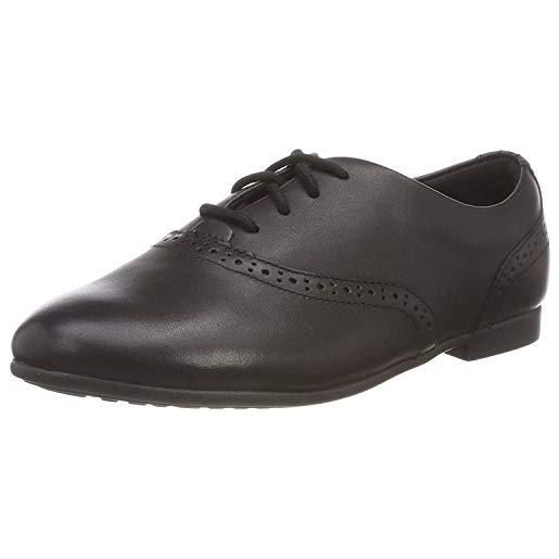Clarks jules walk scarpe stringate brouge bambina, nero (black leather), 33.5 eu