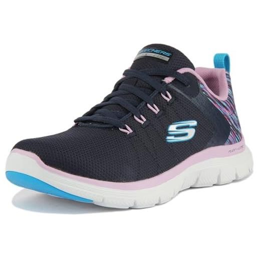 Skechers flex applea 4.0, scarpe da ginnastica donna, blu navy multicolore, 35.5 eu