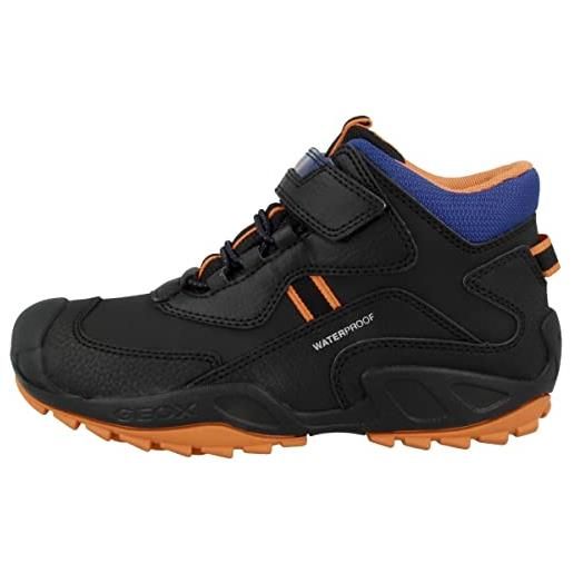 Geox j new savage boy wpf, scarpe bambini e ragazzi, multicolore (black/orange), 29 eu