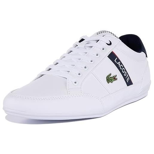 Lacoste chaymon 0120 2 cma, sneakers, uomo, bianco (wht/nvy/red), 47 eu