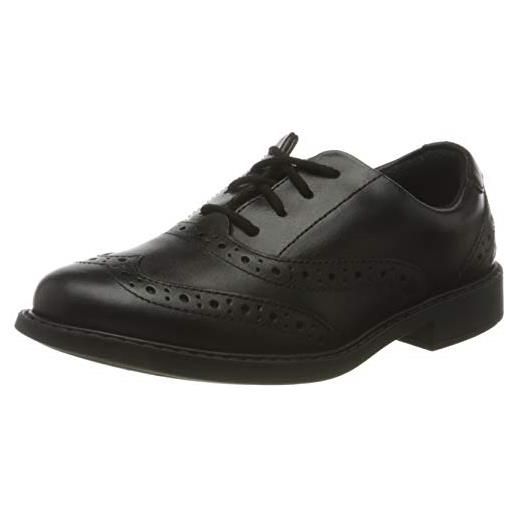 Clarks scala brogue k, scarpe per uniforme, pelle nera, 32.5 eu