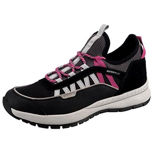 Geox d braies, sneakers donna, nero/grigio (black/anthracite), 39 eu