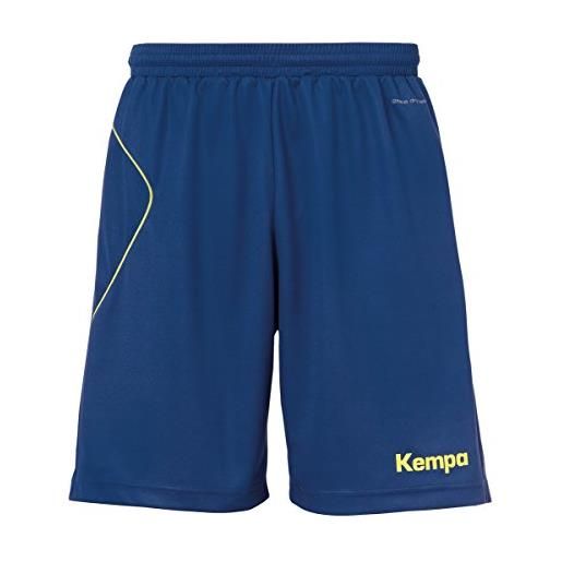 Kempa uomo curve shorts pantaloni, uomo, curve shorts, deep blau/fluo gelb, xxl