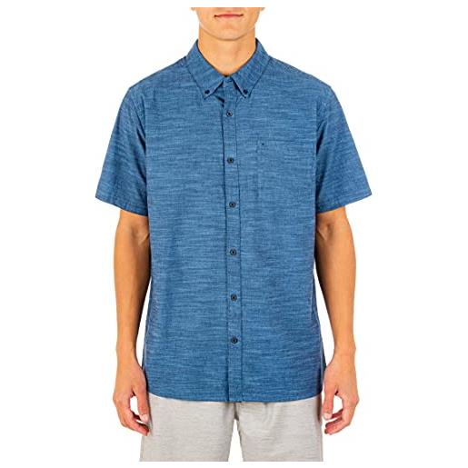 Hurley m one&only 2.0 woven s/s shirts, uomo, blue ox, xl