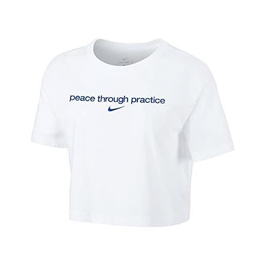 Nike w nk ss crop yoga 2, t-shirt donna, white, xl