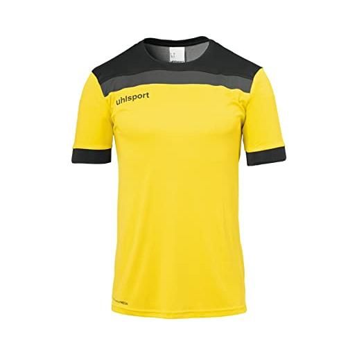 uhlsport offense 23 shirt shortsleeved maglietta da calcio per uomo, uomo, 100380411, giallo lime/blu oltremare, 116