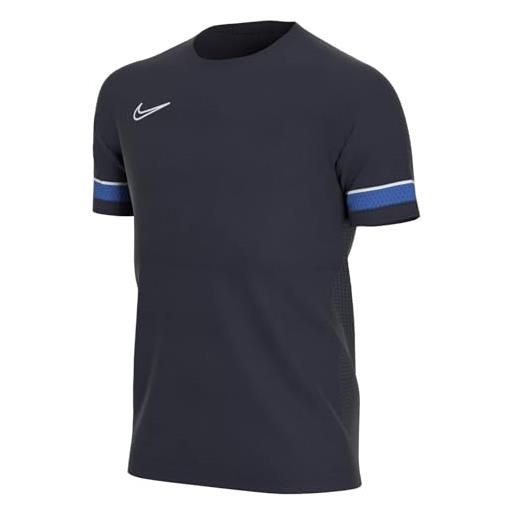 Nike academy 21 training top, t shirt unisex bambini e ragazzi, obsidian/white/royal blue/white, xs