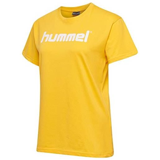 hummel go cotton - maglietta da donna con logo, taglia s/s, donna, t-shirt, 203518, foglia di vite, s