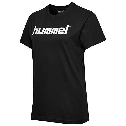 hummel logo hmlgo cotton maglietta, donna, rosso (vivo), l