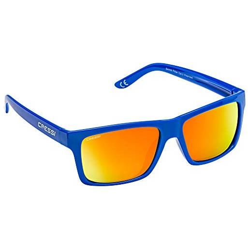 Cressi bahia floating, occhiali galleggianti sportivi da sole polarizzati con protezione uv 100% unisex adulto, verde kelly/lente specchiate arancio