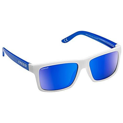 Cressi bahia floating sunglasses, occhiali galleggianti sportivi da sole unisex adulto, nerorosso/lente specchiate blu, taglia unica