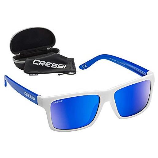 Cressi bahia floating, occhiali galleggianti sportivi da sole polarizzati con protezione uv 100% unisex adulto, nero/lente fume
