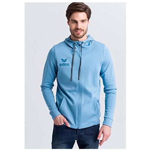 Erima giacca in felpa con cappuccio essential hooded sweat jacket, uomo, niagara/ink blue, s