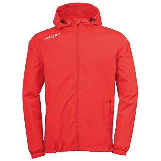 uhlsport essential, giacca sportiva da pioggia uomo, rosso/bianco, 116