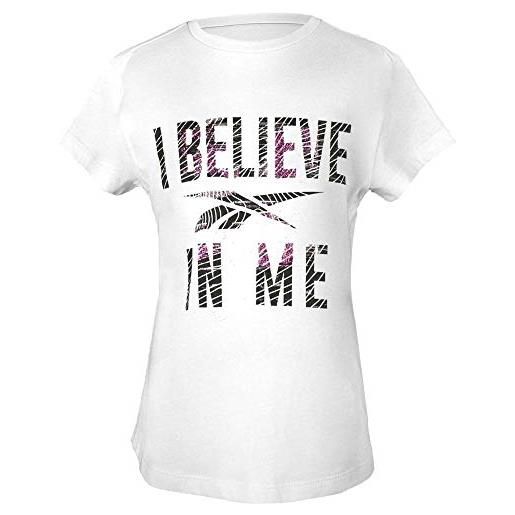 Reebok camiseta big believe, maglietta bambina, bianco, s