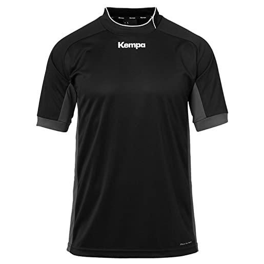 Kempa prime shirt, maglietta da pallamano con scollo asimmetrico da uomo, nero/antracite, 152