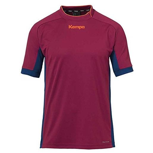 Kempa prime shirt, maglietta da pallamano con scollo asimmetrico da uomo, rosso (rojo/rojo chili), 164