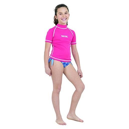 SEAC t-sun short kid, maglia protettiva rash guard per snorkeling e nuoto anti uv unisex bambini, azzurro, 3 anni