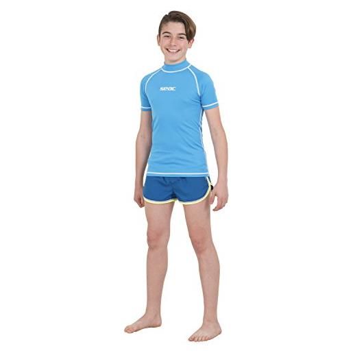 SEAC t-sun short maglia protettiva per bambini rash guard per snorkeling e nuoto anti uv unisex bambini azzurro 5 anni