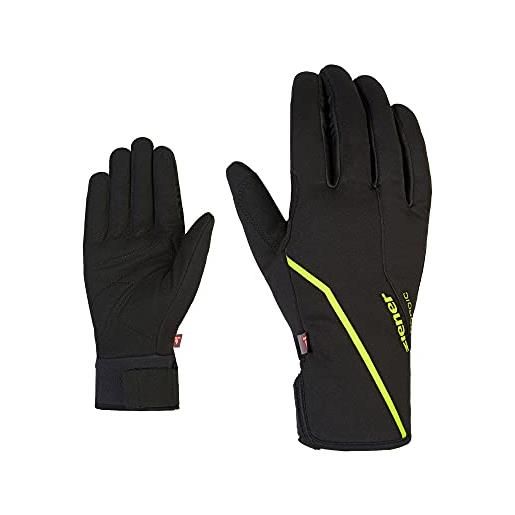 Ziener guanti da sci di fondo ultimo da uomo | primaloft softshell antivento, nero. Lime, 8