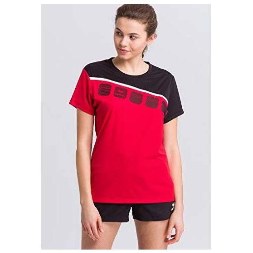 Erima 1081912, t-shirt donna, rosso/nero/bianco, 44