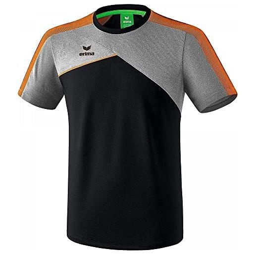 Erima premium one 2.0, t-shirt donna, nero/grigio melange/neon orange, 34