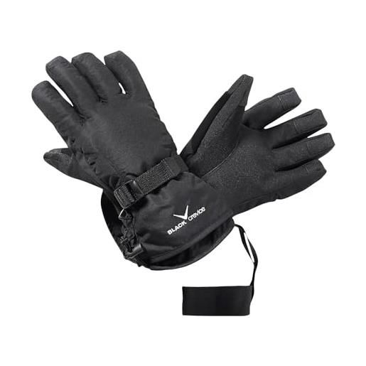 Black Crevice guanti da sci per adulti i guanti da sci impermeabili e traspiranti per uomo e donna i guanti invernali caldi i guanti da neve resistenti con coulisse elastica in gomma