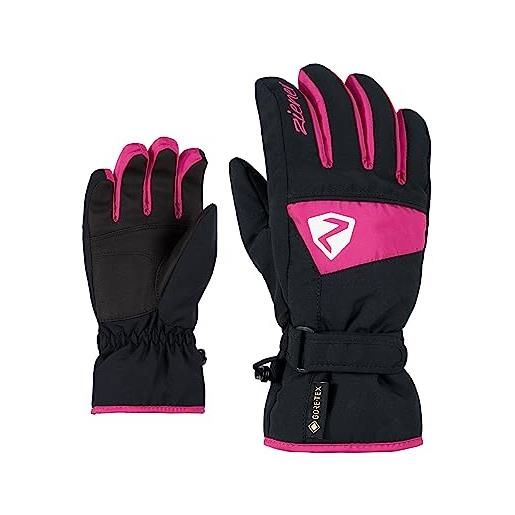 Ziener lago gtx glove junior - guanti da sci per bambini, impermeabili, traspiranti, rosa pop, 5,5
