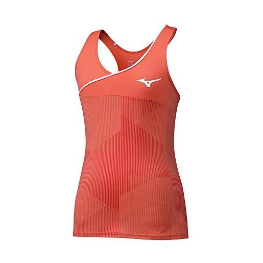 Mizuno - canotta da donna con stampa, donna, tank, 5054698642726, hot coral, xs