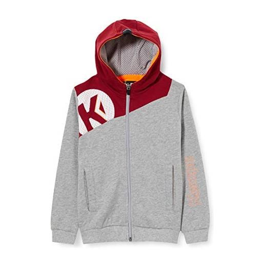 Kempa core 2.0 hood jacket giacca da pallamano per uomo, uomo, 200225111, grigio scuro mélange/rosso, 116