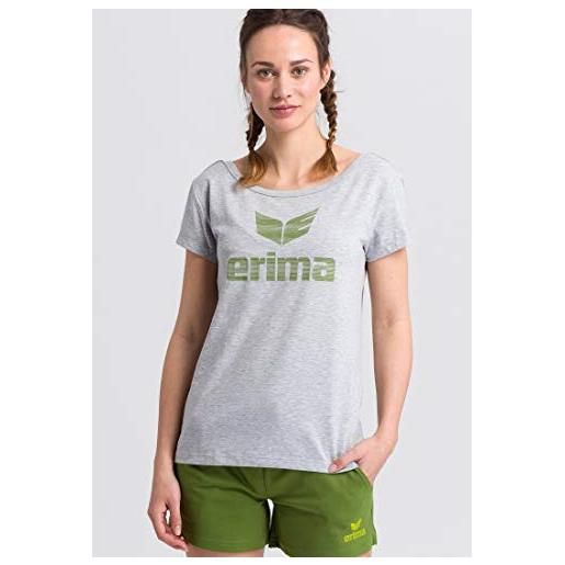 Erima t-shirt essential t-shirt, donna, grigio chiaro melange/twist of lime, 34