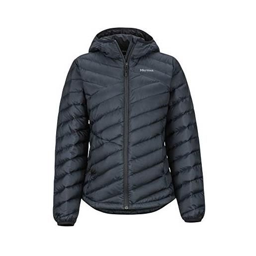 Marmot wm's highlander hoody piumino leggero isolante, densità dell'imbottitura 700, giacca da esterno, giacca impermeabile idrorepellente, antivento, donna, black, s