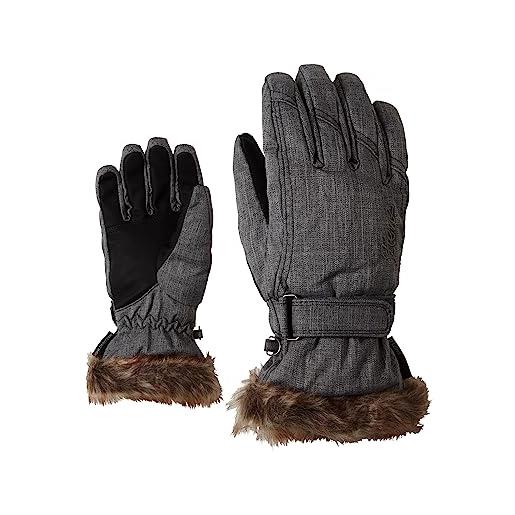 Ziener kim lady glove - guanti da sci / sport invernali, caldi, traspiranti, grigio (grigio melange), 7