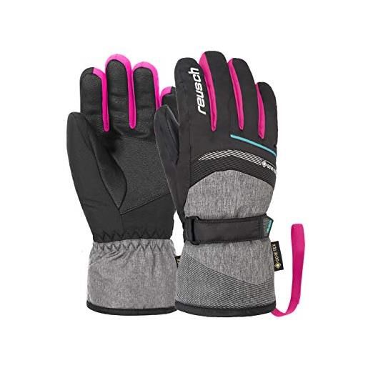 Reusch bolt gtx junior - guanti con dita, unisex, design sportivo, colore nero/nero, melànge/rosa brillante, 4