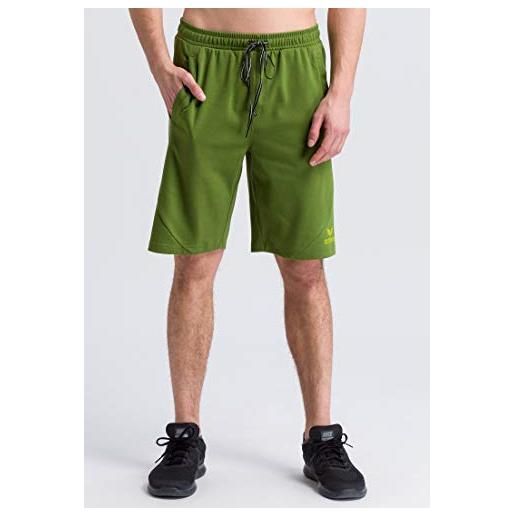 Erima essential sweatshorts, pantaloncini felpati adulto, verde (twist of lime/lime pop), m