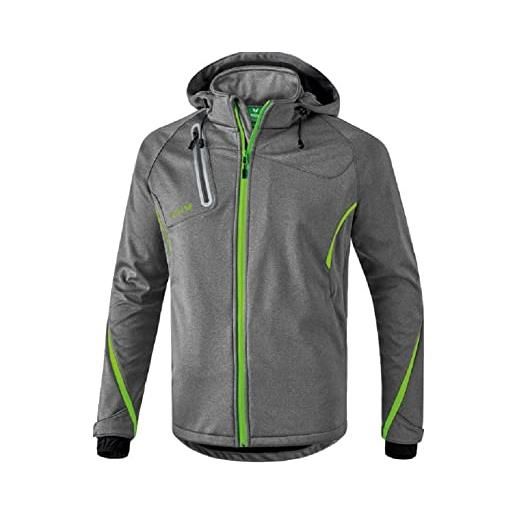 Erima giacca tecnica softshell giacca, unisex bambini, grigio melange/green gecko, 152