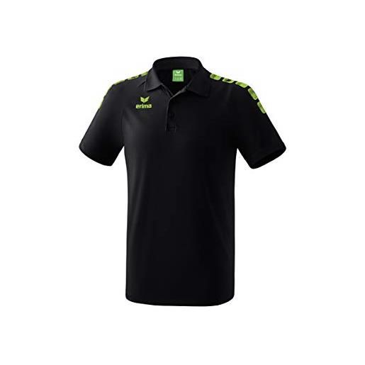 Erima 2111908 maglietta polo, unisex - adulto, nero/green gecko, xxxl