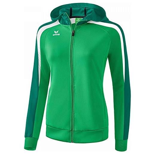 Erima liga line 2.0, giacca da allenamento con cappuccio donna, smeraldo/evergine, 34