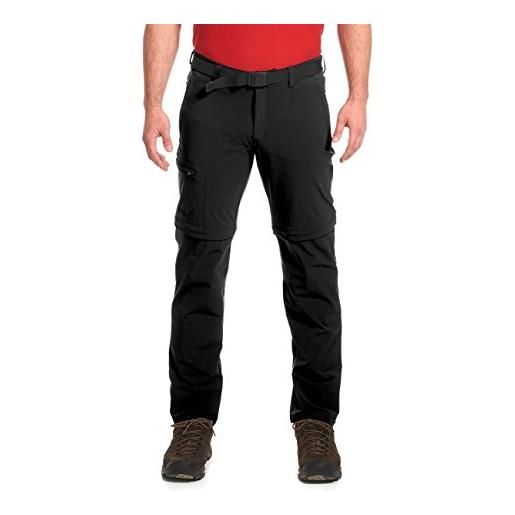 Maier sports tajo - pantaloni funzionali per esterni, da uomo, elasticizzati, con zip, nero (nero), size 56