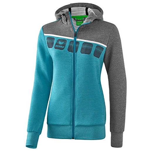 Erima 1031915, giacca donna, oriental blue melange/grigio melange/bianco, 40