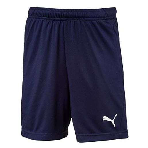 Puma liga training shorts jr, pantaloncini unisex-bambini, blu (peacoat white), 164