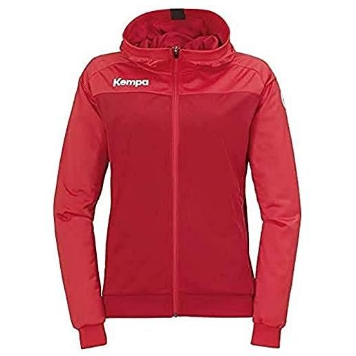 Kempa prime multi jacket women, giacca da pallamano con cappuccio da donna, rosso peperoncino, xs