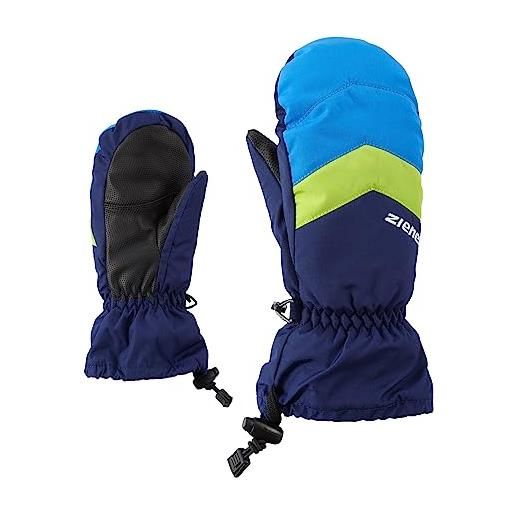 Ziener lettero as(r) mitten glove junior, guanti da sci/sport invernali, impermeabili, traspiranti bambini, nero (black), 4