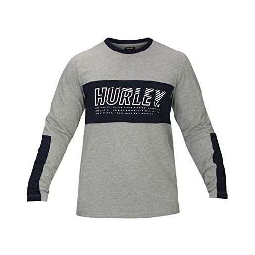 Hurley m df harvey onshore l/s, t-shirt uomo, dk grey heather, s
