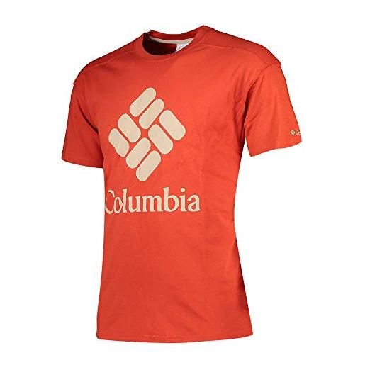 Columbia lodge - t-shirt da uomo con logo, uomo, maglietta da uomo, 1886291, rosso corniola, m