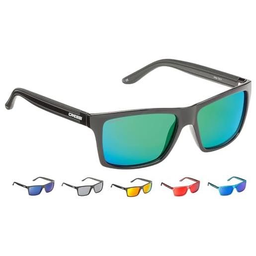 Cressi rio, occhiali sportivi da sole polarizzate/anti uv 100% unisex adulto, nero/lenti giallo, taglia unica