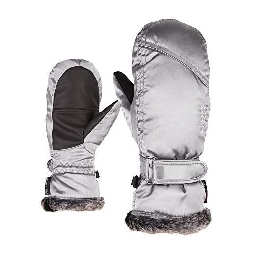Ziener led mitten girls glove junior, guanti da sci/sport invernali, caldi, traspiranti. Bambina, argento metallizzato, 4