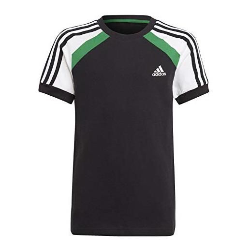 Adidas gm6970 b bold tee t-shirt bambino black/core green/white 5-6a