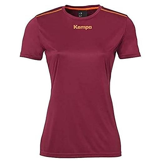 Kempa poly shirt women maglietta da pallamano da donna, donna, 200235011, rosso scuro, xl